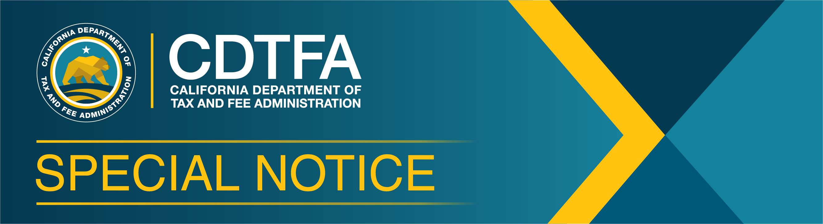California Department of Tax and Fee Administration Special Notice