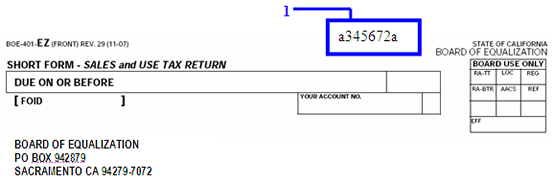 This image shows the top of a return marking where to locate your eight digit alphanumeric code